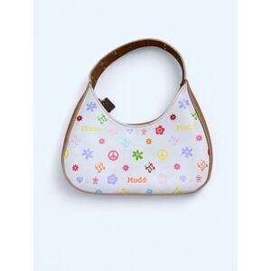 Vtg Y2K Mudd Rainbow Multicolor Faux Leather Mini Hobo Bag Grommet Stud Straps